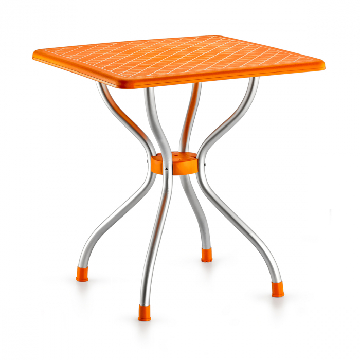 RAKI ALFA Masa gradina/terasa patrata orange, 70x70xh72,5cm, blat polipropilena, picioare aluminiu [2]