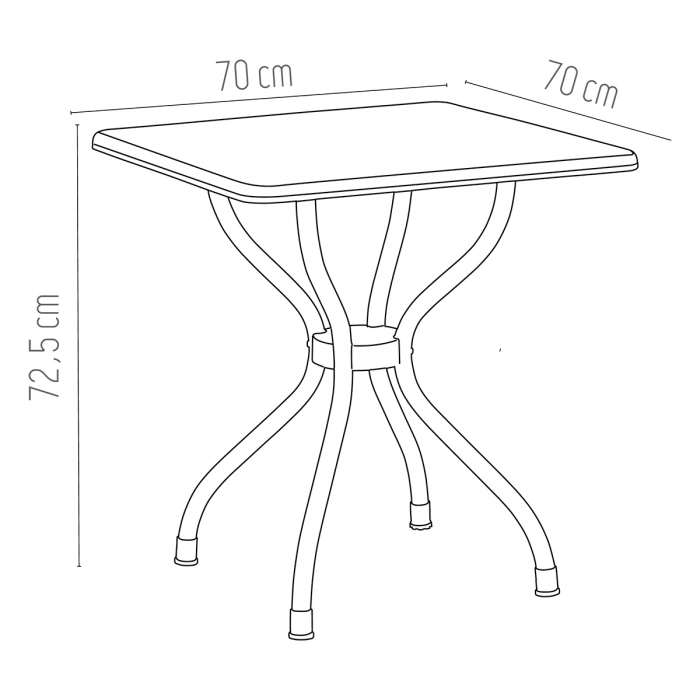 RAKI ALFA Masa gradina/terasa patrata rosie, 70x70xh72,5cm, blat polipropilena, picioare aluminiu [2]