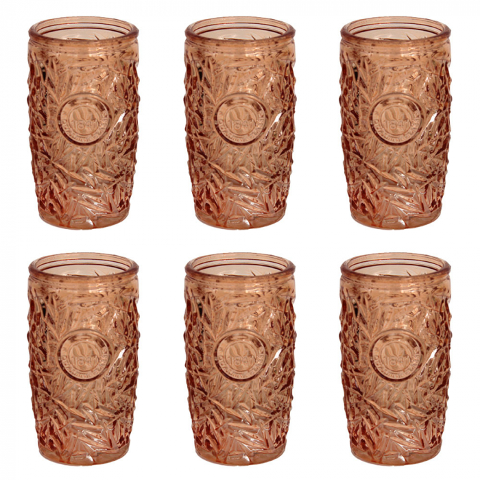 RAKI ALOHA BURNT ORANGE Set 6 pahare long drink, din sticla, 400ml, pentru cocktail [1]