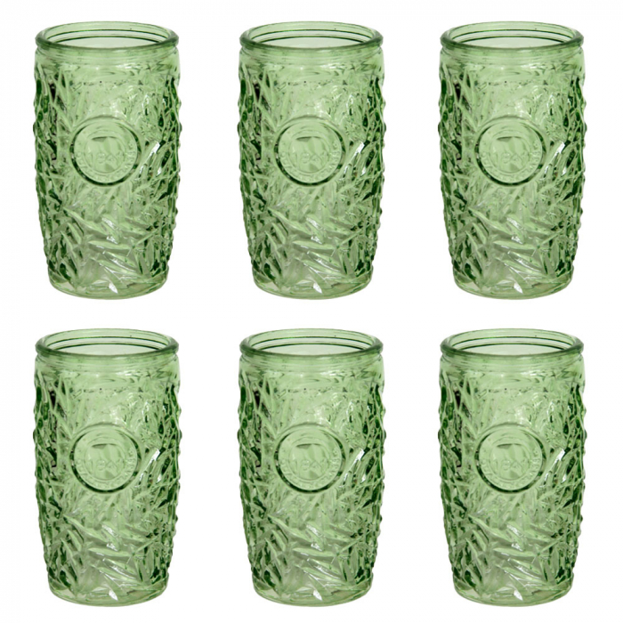 RAKI ALOHA GREEN Set 6 pahare long drink, din sticla, 400ml, pentru cocktail [1]