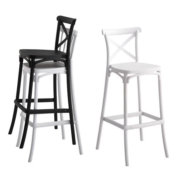 RAKI RAVENA Scaun inalt pentru bar, 38,5x44xh103cm, suprapozabil, polipropilena, alb [2]