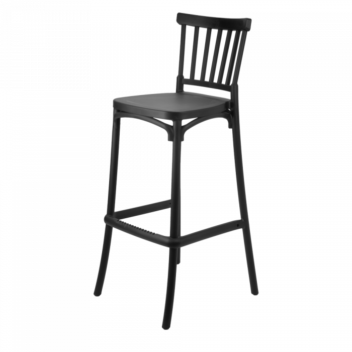 RAKI ARLES Scaun inalt pentru bar, 36x44xh103cm, suprapozabil, polipropilena, negru [1]