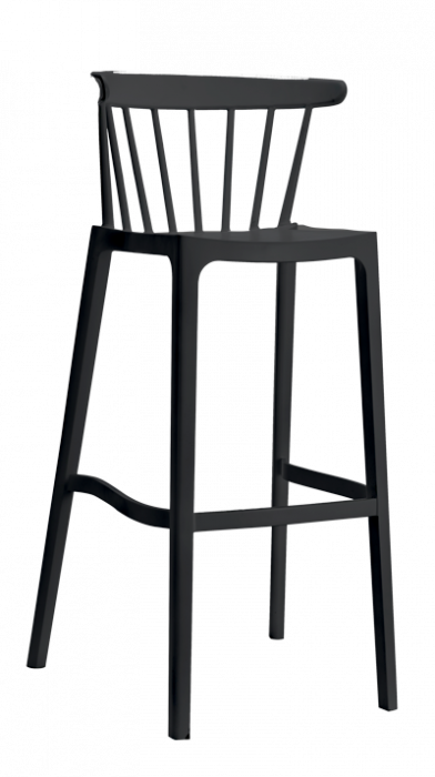 RAKI ASPEN Scaun bar negru, polipropilena, 51x54xh103cm [1]