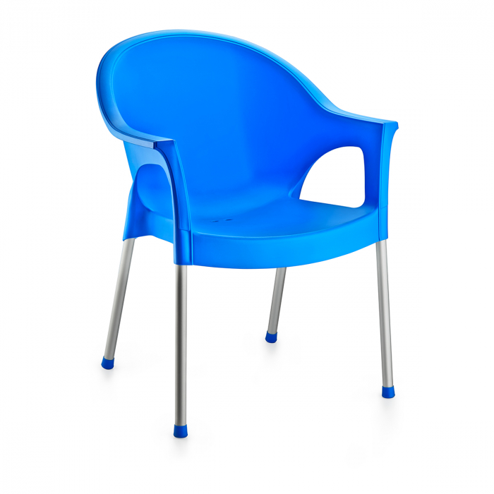 RAKI BERGAMA Scaun gradina/terasa cu brate, albastru, 58x50xh82cm, picioare aluminiu si sezut polipropilena [2]