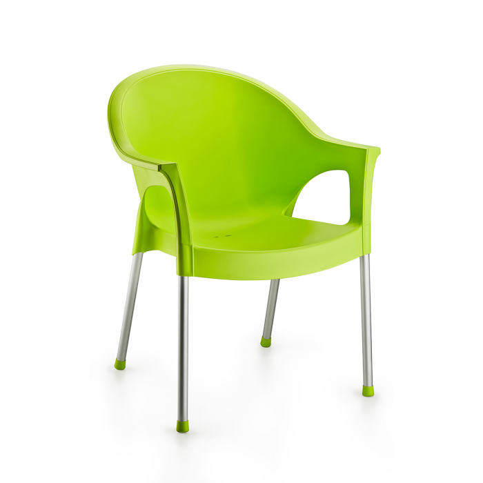 RAKI BERGAMA Scaun gradina/terasa cu brate, verde, 58x50xh82cm, picioare aluminiu si sezut polipropilena [2]