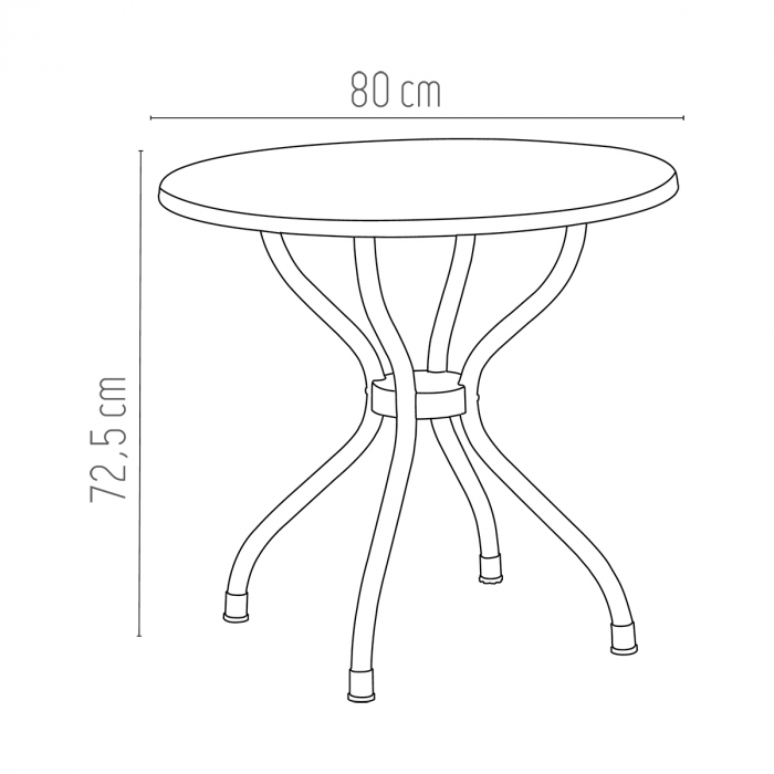 RAKI BETA Masa gradina/terasa rotunda orange, D80xh72,5cm, blat polipropilena, picioare aluminiu [3]