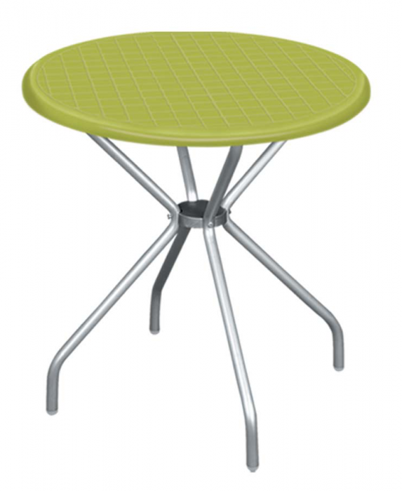 RAKI BETA Masa gradina/terasa rotunda verde, D80xh72,5cm, blat polipropilena, picioare aluminiu [1]