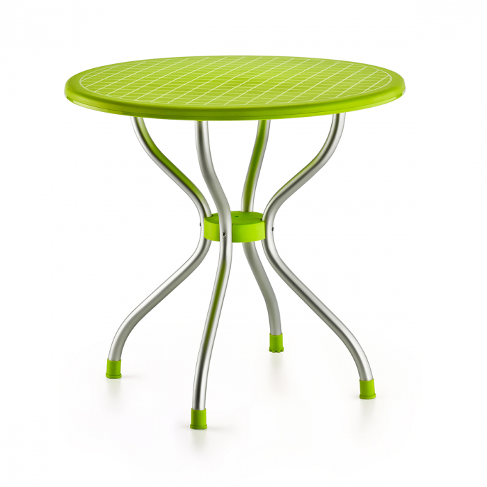 RAKI BETA Masa gradina/terasa rotunda verde, D80xh72,5cm, blat polipropilena, picioare aluminiu [2]