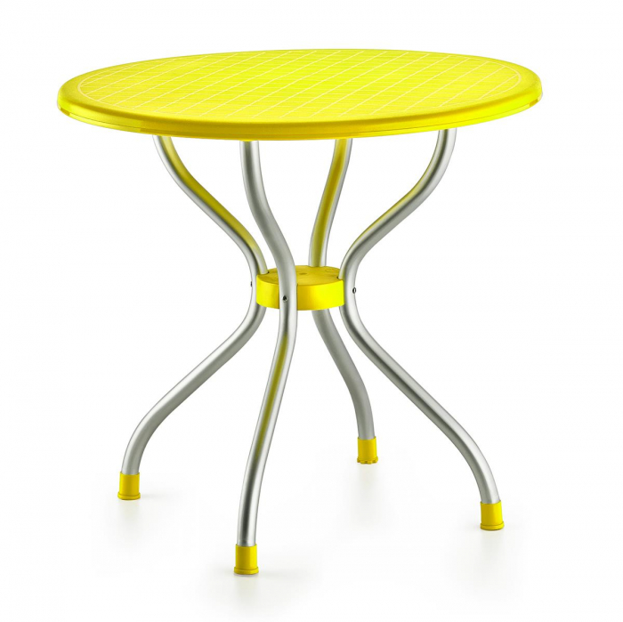 RAKI BETA Masa gradina/terasa rotunda galbena, D80xh72,5cm, blat polipropilena, picioare aluminiu [2]