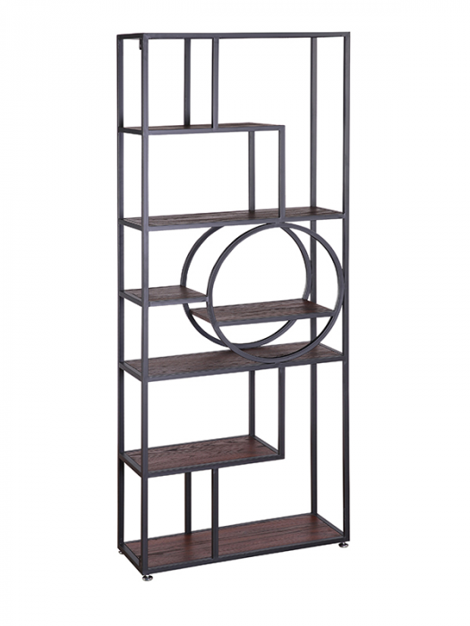 RAKI Biblioteca, etajera metalica cu polite de lemn 80x30x200cm [1]