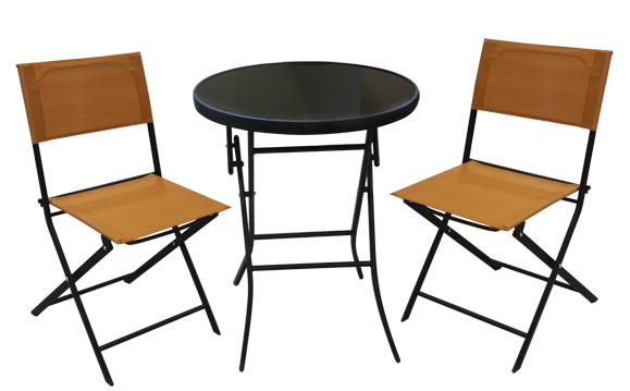 RAKI BISTRO Set mobila de gradina/terasa, masa rotunda D60cm cu 2 scaune orange, pliabile [1]