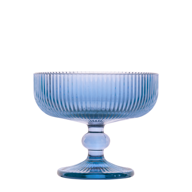 RAKI BLOOM BLUE Set 6 cupe/pahare cu picior pentru desert, 280ml, D12xh10cm, sticla, albastru/transparent [2]