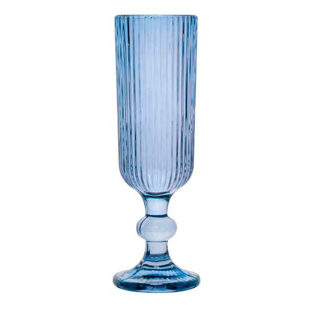 RAKI BLOOM BLUE Set 6 pahare sampanie, 150ml, D6xh18,5cm, sticla, albastru/transparent [2]