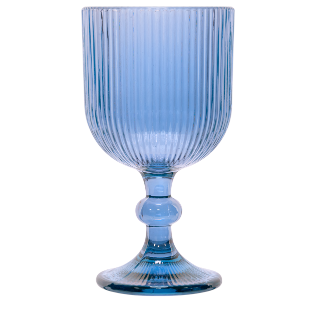 RAKI BLOOM BLUE Set 6 pahare vin rosu, 350ml, D9xh16,5cm, sticla, albastru/transparent [2]