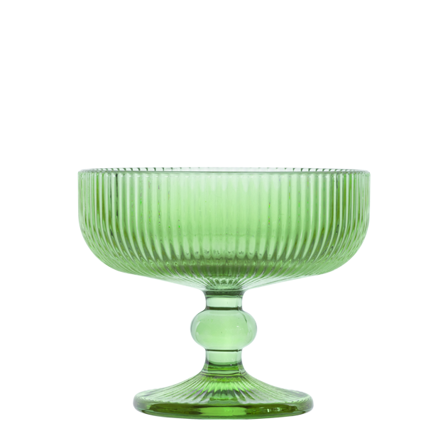 RAKI BLOOM GREEN Set 6 cupe/pahare cu picior pentru desert, 280ml, D12xh10cm, sticla, verde/transparent [2]