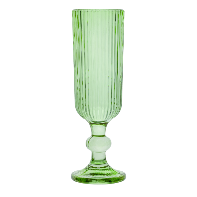 RAKI BLOOM GREEN Set 6 pahare sampanie, 150ml, D6xh18,5cm, sticla, verde/transparent [2]