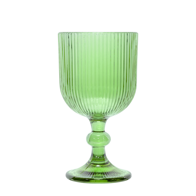 RAKI BLOOM GREEN Set 6 pahare vin alb, 250ml, D8xh14,5cm, sticla, verde/transparent [2]