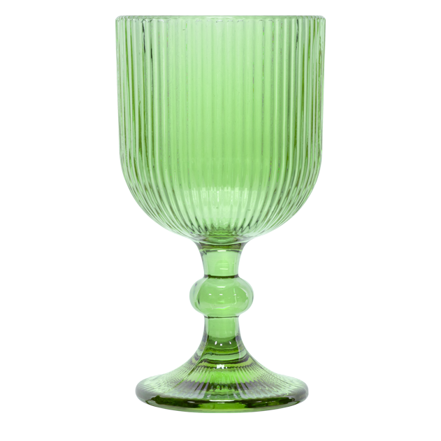 RAKI BLOOM GREEN Set 6 pahare vin rosu, 350ml, D9xh16,5cm, sticla, verde/transparent [2]