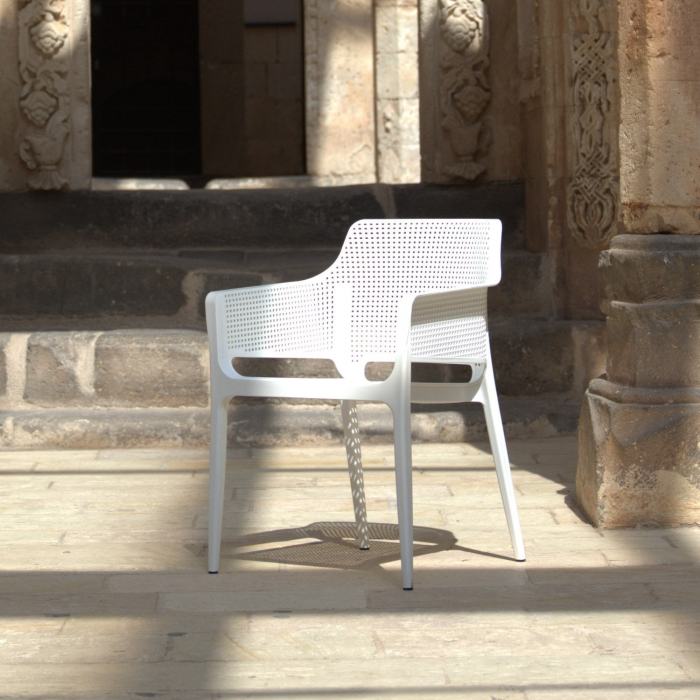 RAKI BLOOM Scaun terasa/restaurant, 60x54xh80cm, polipropilena, alb [3]