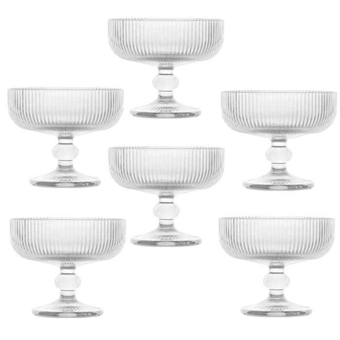 RAKI BLOOM Set 6 cupe/pahare cu picior pentru desert, 280ml, D12xh10cm, sticla, transparente [1]