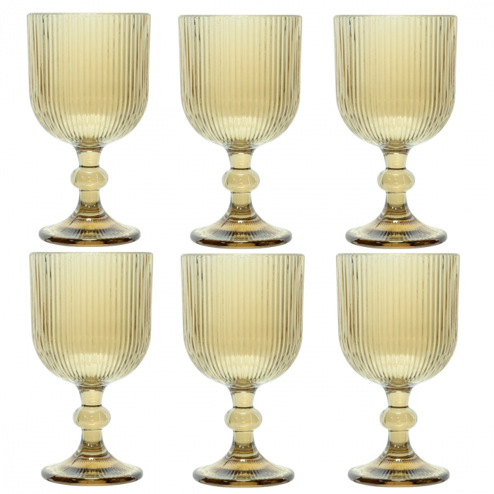 RAKI BLOOM YELLOW Set 6 pahare vin rosu, 350ml, D9xh16,5cm, sticla, galben/transparent [1]