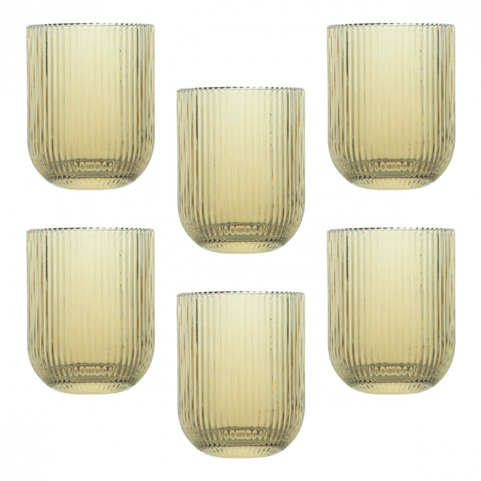 RAKI BLOOM YELLOW Set 6 pahare whisky, 260ml, D7,5xh9,5cm, sticla, galben/transparent [1]
