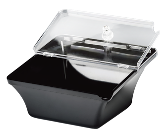 RAKI Bol oblic patrat cu capac, 22x22xh8cm, melamina, negru [1]