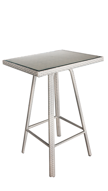 RAKI BONITO Masa bar din poliratan, 76x61xh110cm, cadru aluminiu, blat sticla, gri [1]