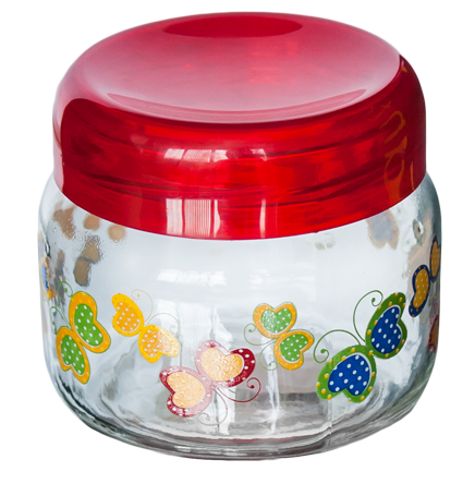RAKI Borcan din sticla cu capac plastic, 400ml, cu diferite decoruri si culori [4]