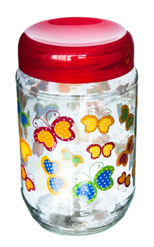 RAKI Borcan din sticla cu capac plastic, 750ml, cu diferite decoruri si culori [3]