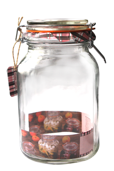 RAKI Borcan sticla patrat cu capac ermetic, 2L [2]
