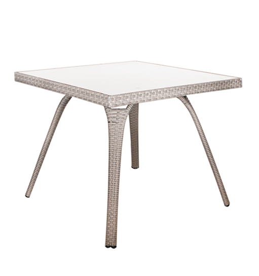 RAKI BRANCO Masa gradina/terasa patrata, poliratan, cadru aluminiu, blat sticla, 90x90xh75cm, crem [1]