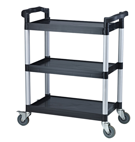 RAKI Carucior servire restaurant 3 polite negru 102x50x96cm multifunctional, rafturi plastic si stalpi aluminiu [1]