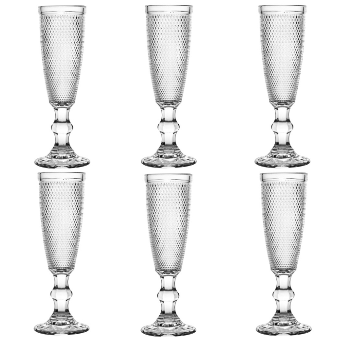 RAKI CHARM Set 6 pahare sampanie, 170ml, din sticla, transparente [1]