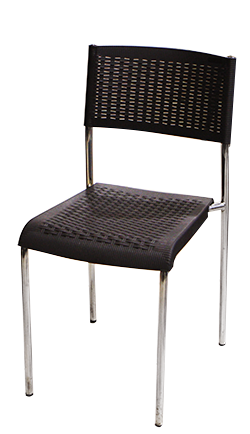 RAKI CLASSIC Scaun plastic cu picioare cromate, aspect ratan, maro, 40x40xh83cm [1]