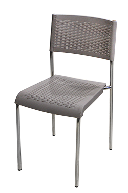 RAKI CLASSIC Scaun plastic cu picioare cromate, aspect ratan, gri, 40x40xh83cm [1]