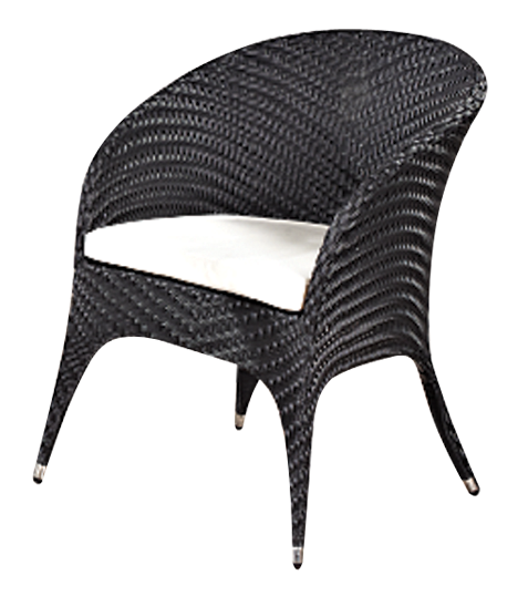 RAKI COMO BLACK Scaun terasa poliratan cu perna, cadru metalic, negru [1]