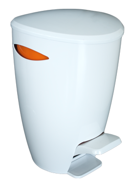 RAKI Cos baie cu pedala 5l alb-orange 20x23xh30cm [1]