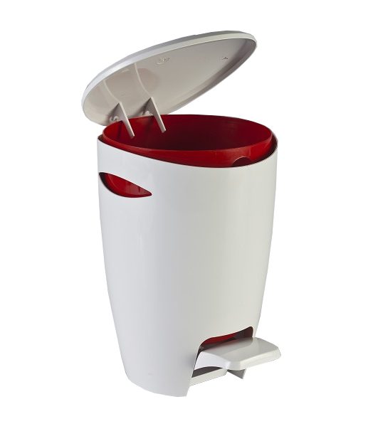 RAKI Cos baie cu pedala 5l alb-rosu 20x23xh30cm [2]
