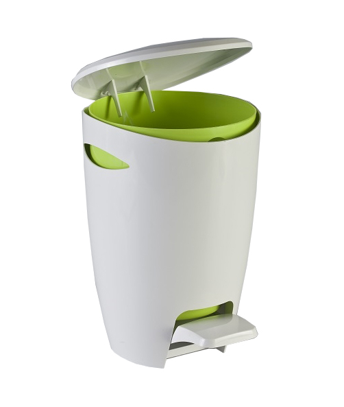 RAKI Cos baie cu pedala 5l alb-verde 20x23xh30cm [2]