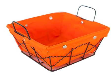 RAKI Cos servire paine patrat 20x20x8cm din metal si panza, orange [1]