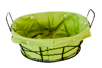 RAKI Cos servire paine rotund 23x8cm din metal si panza, verde [1]
