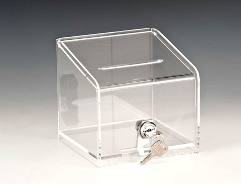 RAKI Cutie pentru bacsis, inchidere cu cheie, 15,5x15,5xh15cm, din acril [2]