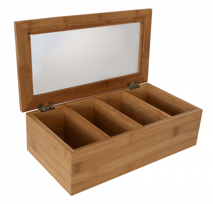RAKI Cutie pentru ceai din bambus cu 4 compartimente 30x16x9cm [1]
