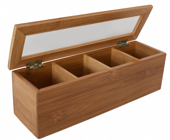 RAKI Cutie pentru ceai din bambus cu 4 compartimente 30x9x9cm [1]