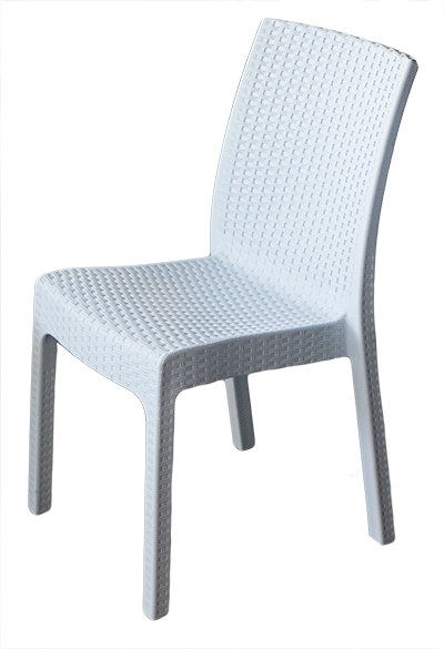 RAKI DELUXE Scaun plastic aspect ratan, alb, 57x57xh87cm [2]