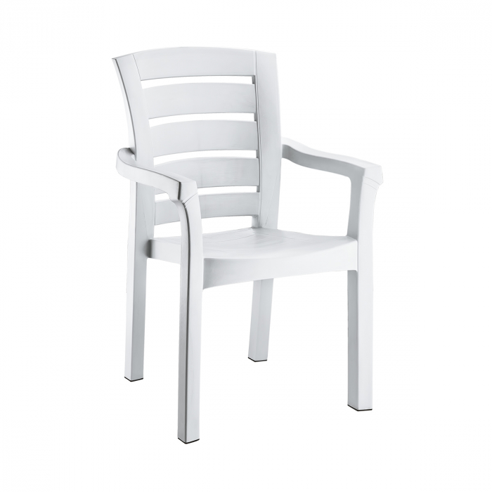 RAKI DIDIM Scaun gradina cu brate, plastic, alb, 56x51xh90cm [1]