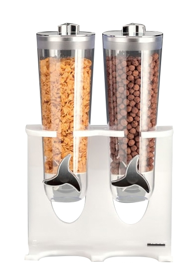 RAKI Dispenser cereale dublu 2x2lt cu suport acrilic 28x17xh44cm alb [1]