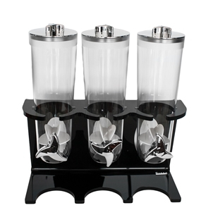 RAKI Dispenser cereale triplu 3x2lt cu suport acrilic negru 40x17xh44cm [1]