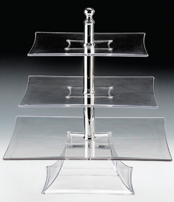 RAKI Display cu trei niveluri, 35x35xh44cm, policarbonat transparent, 35x35cm/30x30cm/25x25cm [2]